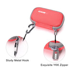 Compact shockproof inhaler travel storage bag with attached carabiner clip.