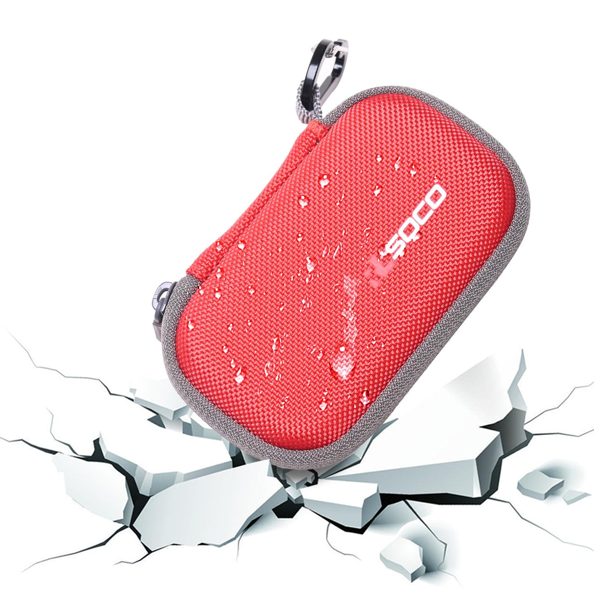 Internal mesh pocket of red RLSOCO case holding essential medicine securely.