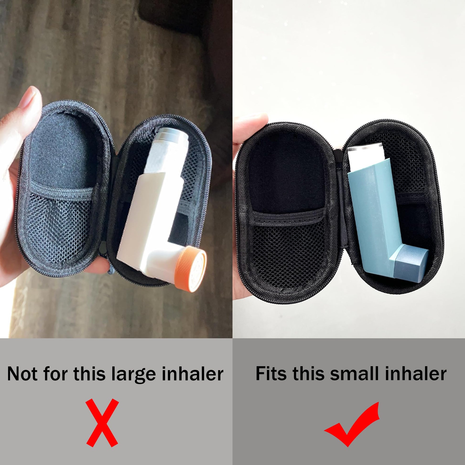 LeoTube compact medical pouch opened showing interior mesh pocket and internal storage space