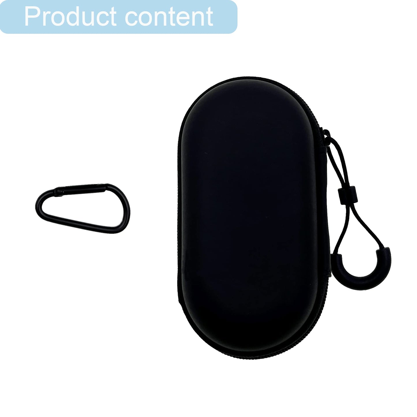 LeoTube travel storage case for adults and kids showcasing the included metallic carabiner clip attachment