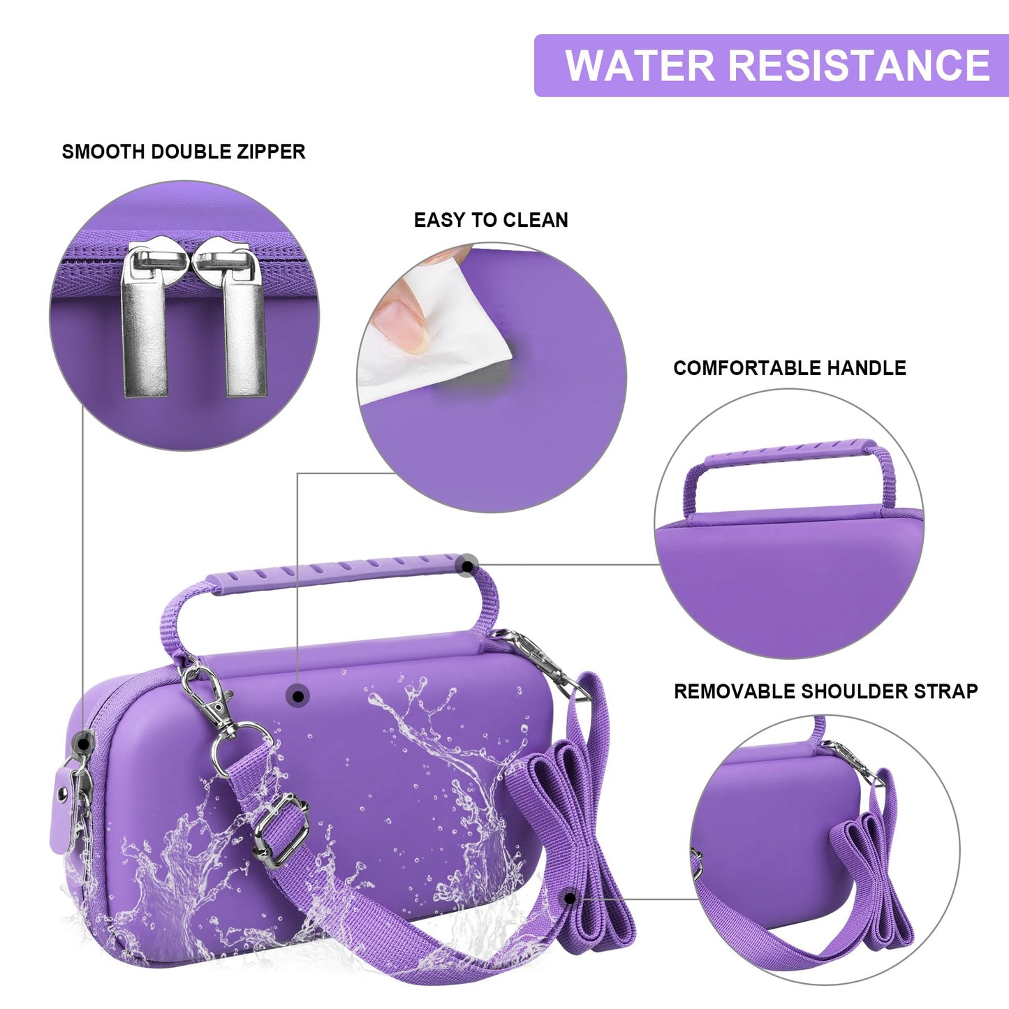 Supmay hard shell nebulizer holder showing zippered mesh pocket with stored accessories