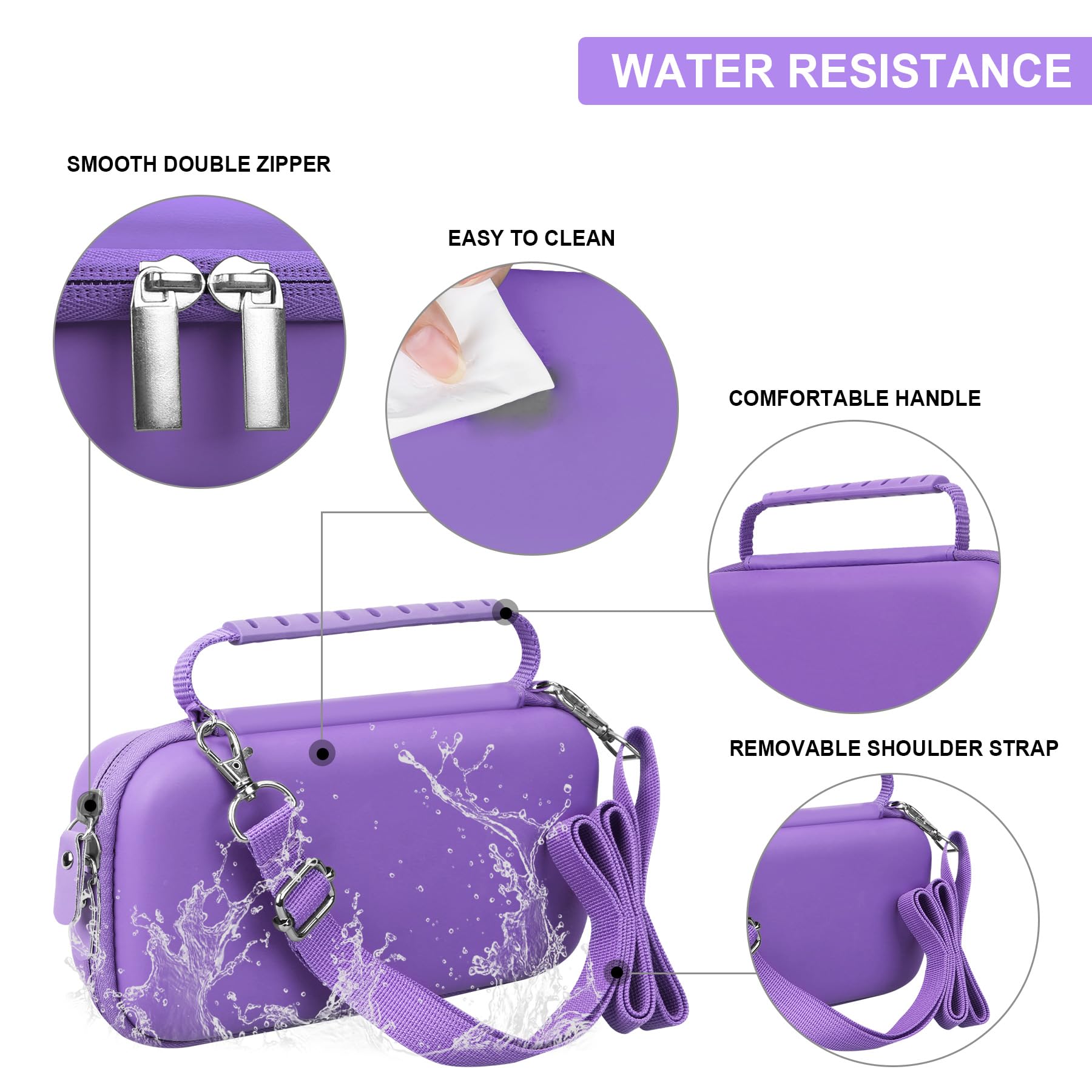 Supmay hard shell nebulizer holder showing zippered mesh pocket with stored accessories