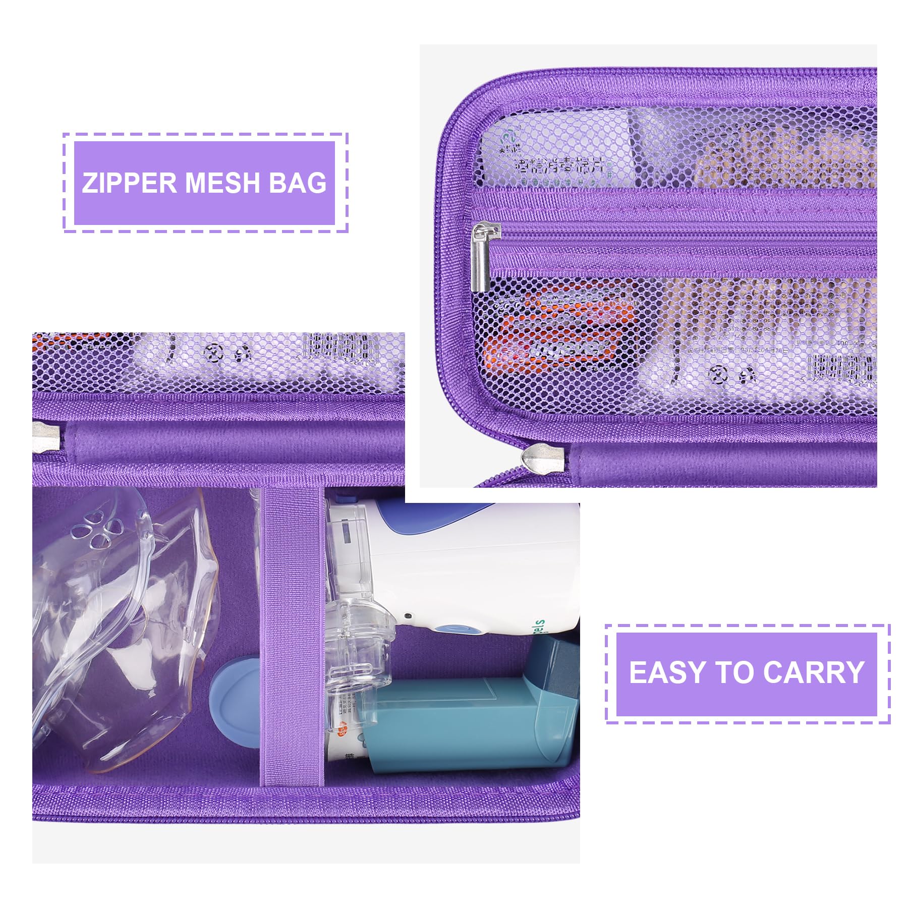 Supmay portable inhaler travel case close up view highlighting durable double zippers