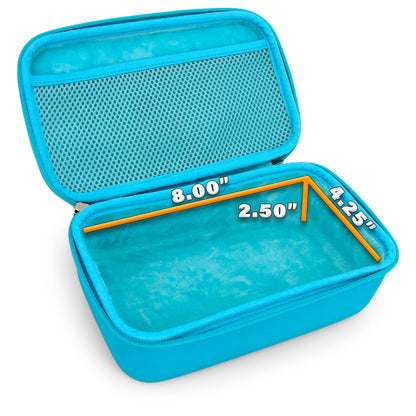 CASEMATIX turquoise respiratory travel pouch featuring exterior medical cross