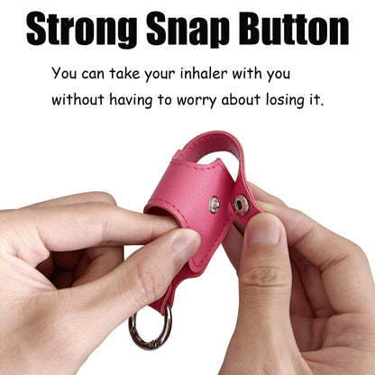 LeoTube respiratory inhaler holder sleeve showing the sturdy metal carabiner clip accessory