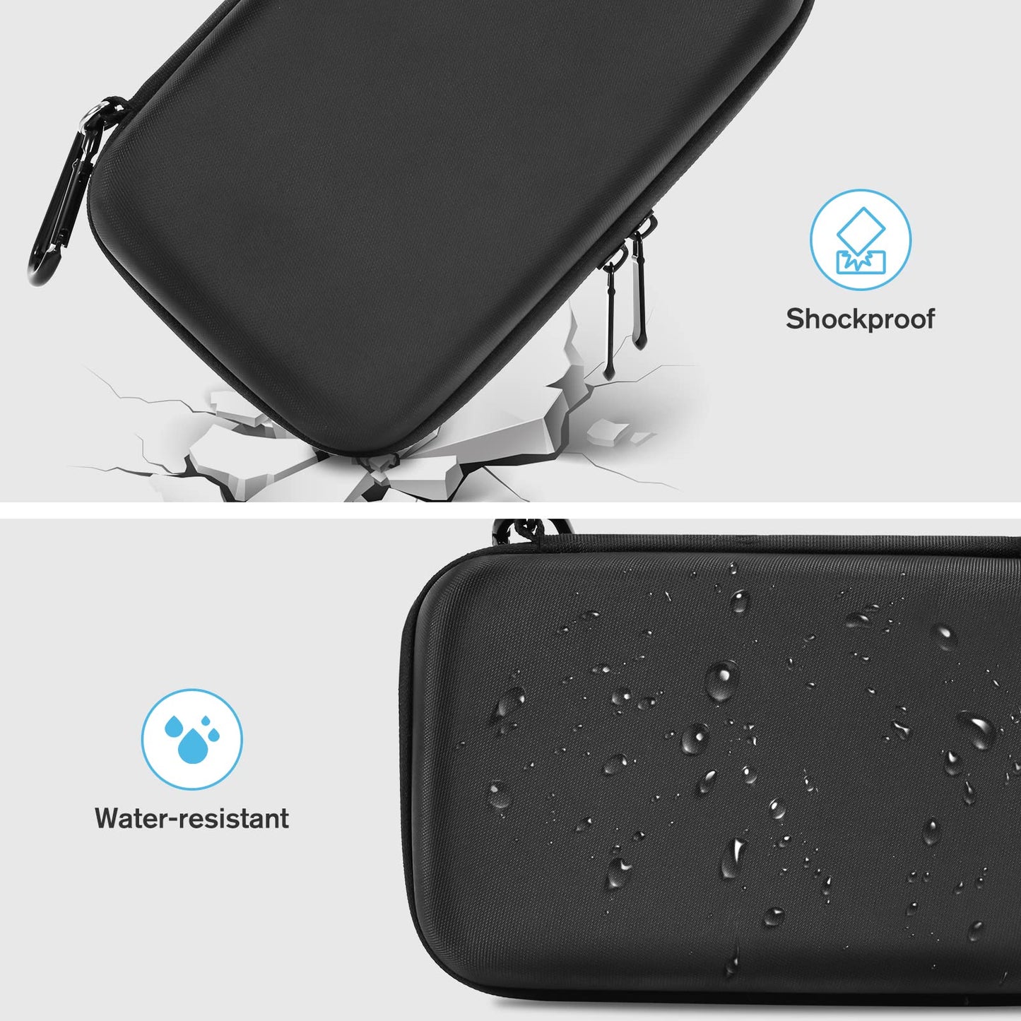 ProCase medical accessory pouch containing an inhaler spacer and face mask to demonstrate storage capacity.