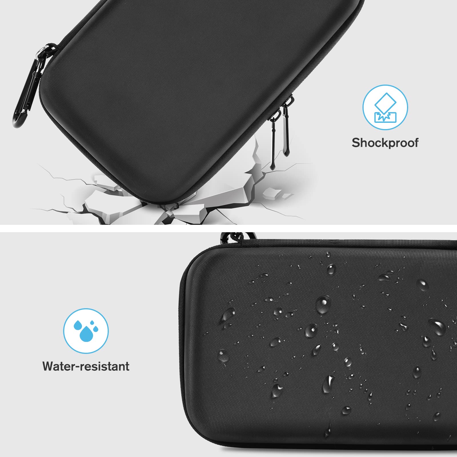 ProCase medical accessory pouch containing an inhaler spacer and face mask to demonstrate storage capacity.