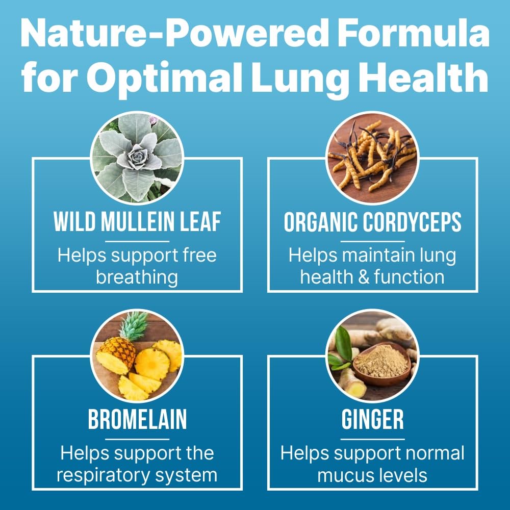 Close up of the herbal ingredients list on the back label of the Lung Clear Pro bottle.
