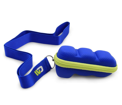 CASEMATIX compact inhaler storage pouch being attached to a backpack strap for travel