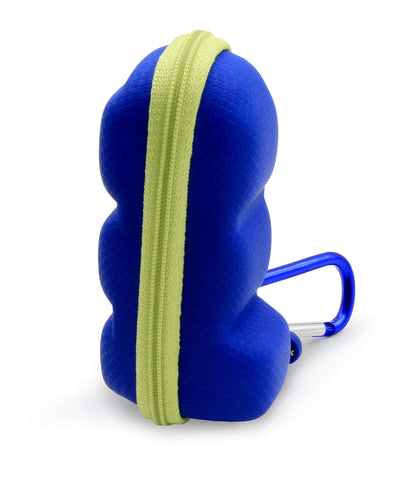 CASEMATIX hard shell EVA medication carrier demonstrating compact size next to everyday bag items