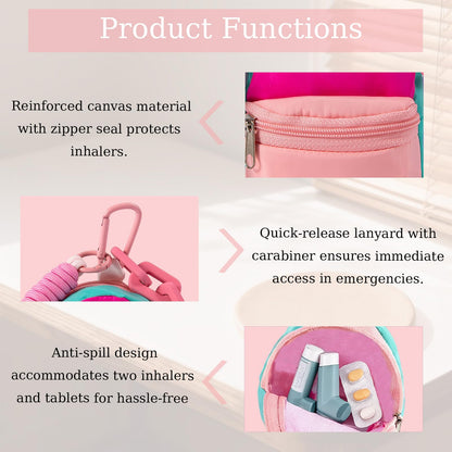 Scktoo colorful miniature backpack style inhaler pouch layout with its included key ring