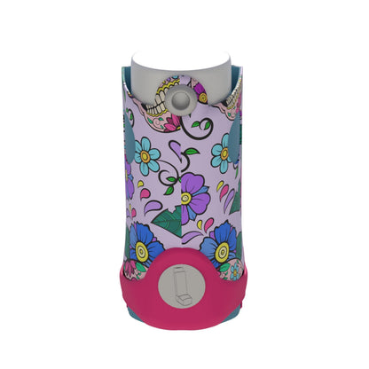 The Inhaler Tailor sugar skull artwork vegan leather case sliding onto a shorter style puffer