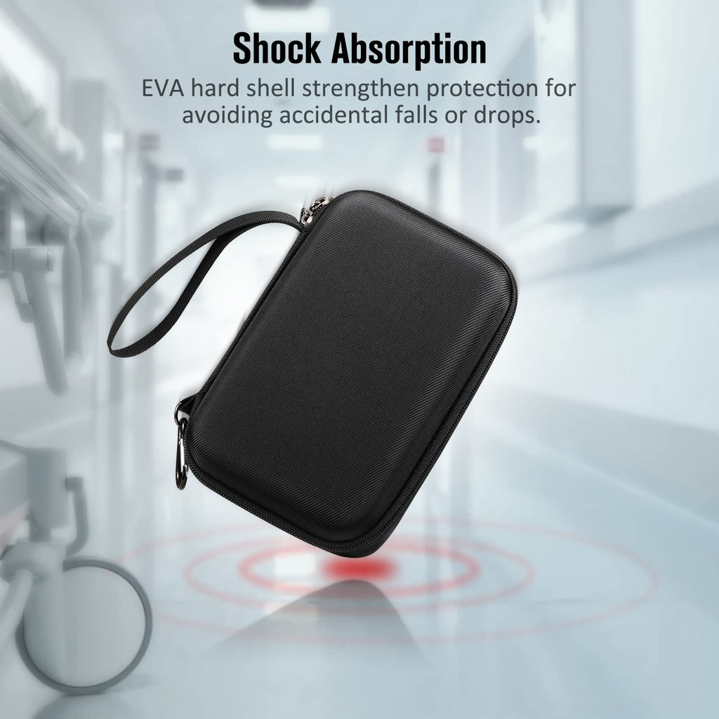 Elonbo personal inhaler storage pouch showing elastic bands securing medical equipment