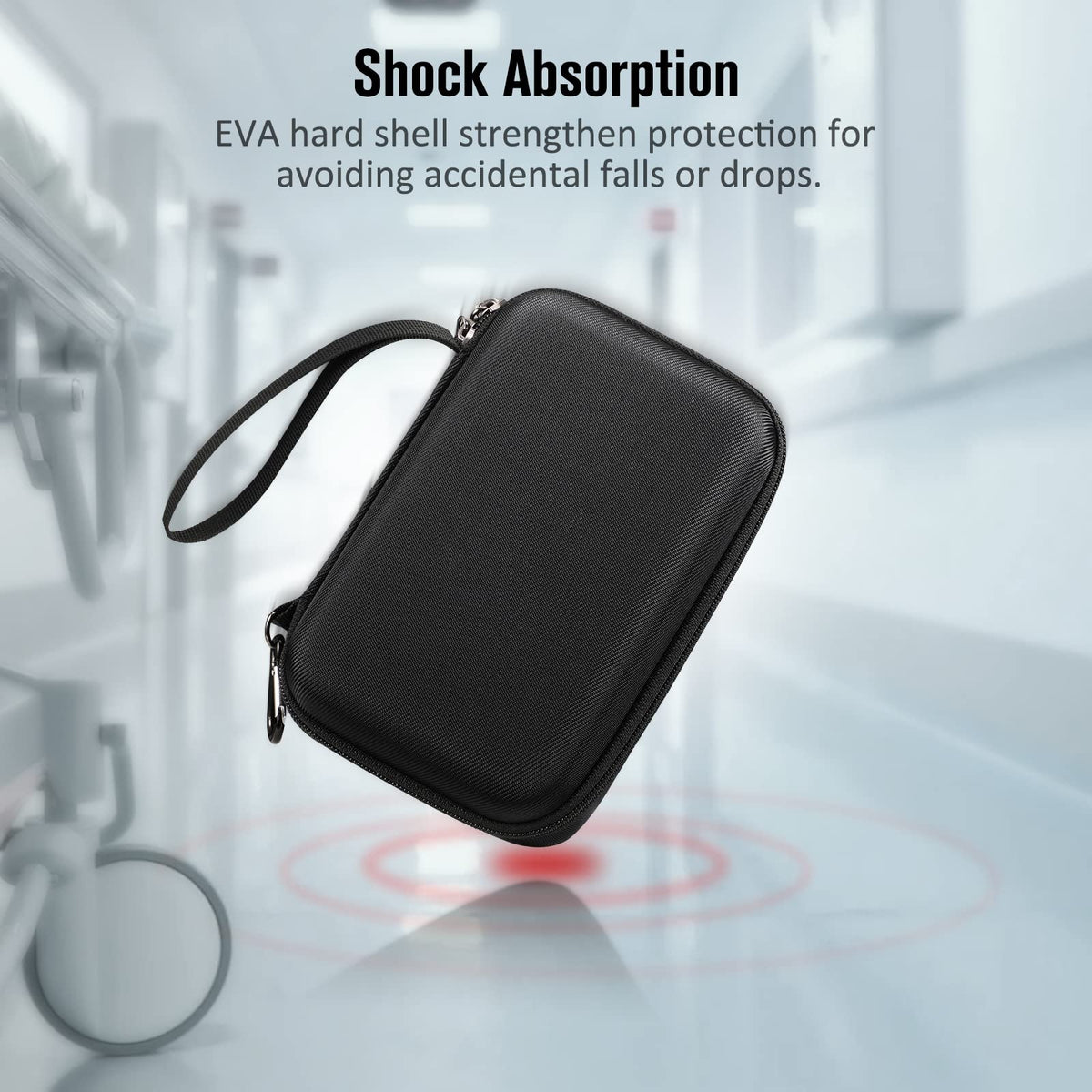 Elonbo personal inhaler storage pouch showing elastic bands securing medical equipment