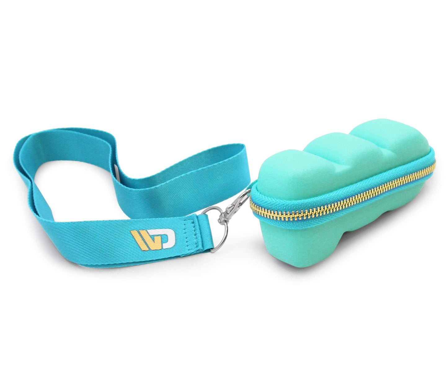 Compact L-shaped travel storage organizer showing the built-in belt loop for secure waist carry