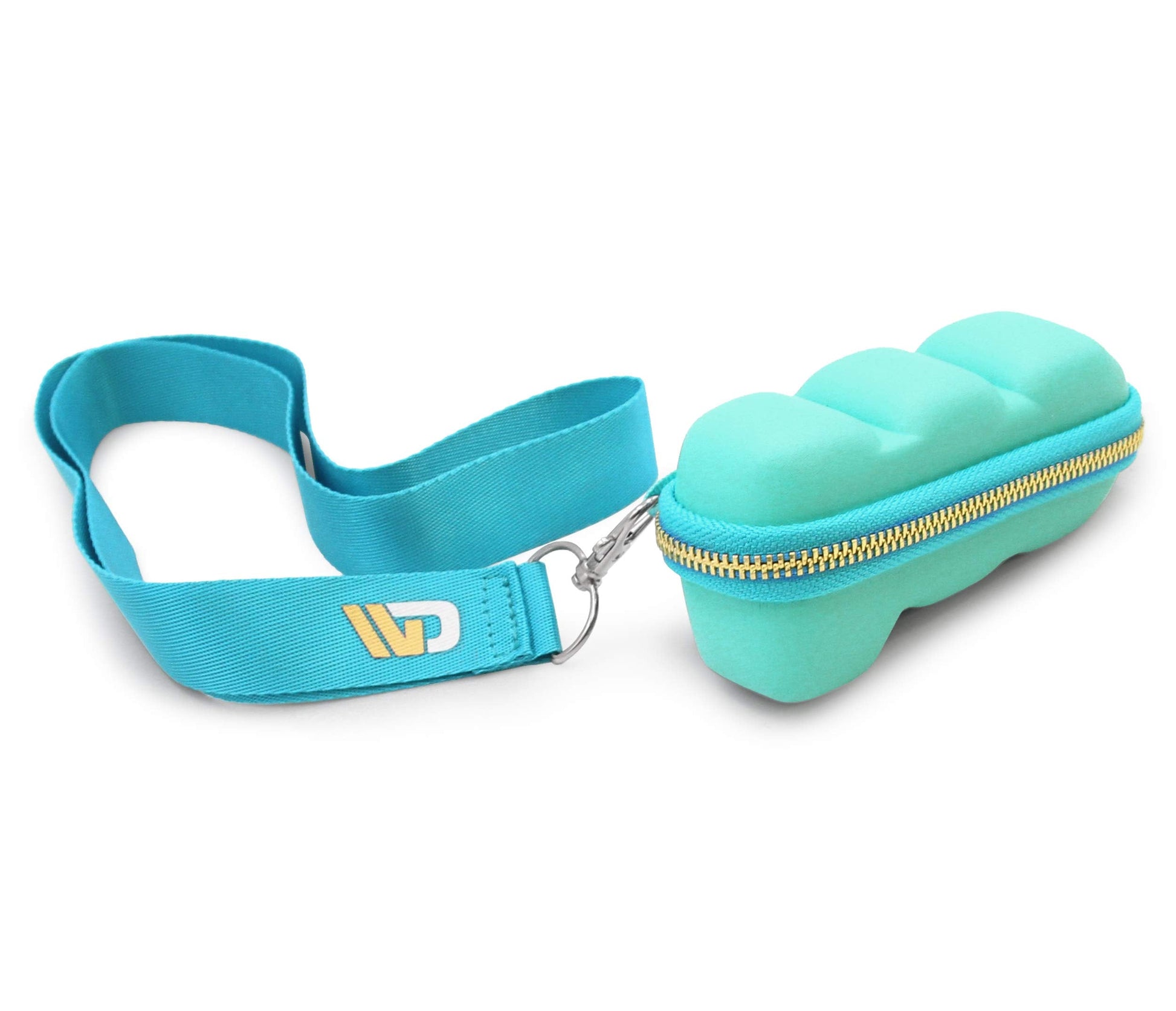 Compact L-shaped travel storage organizer showing the built-in belt loop for secure waist carry