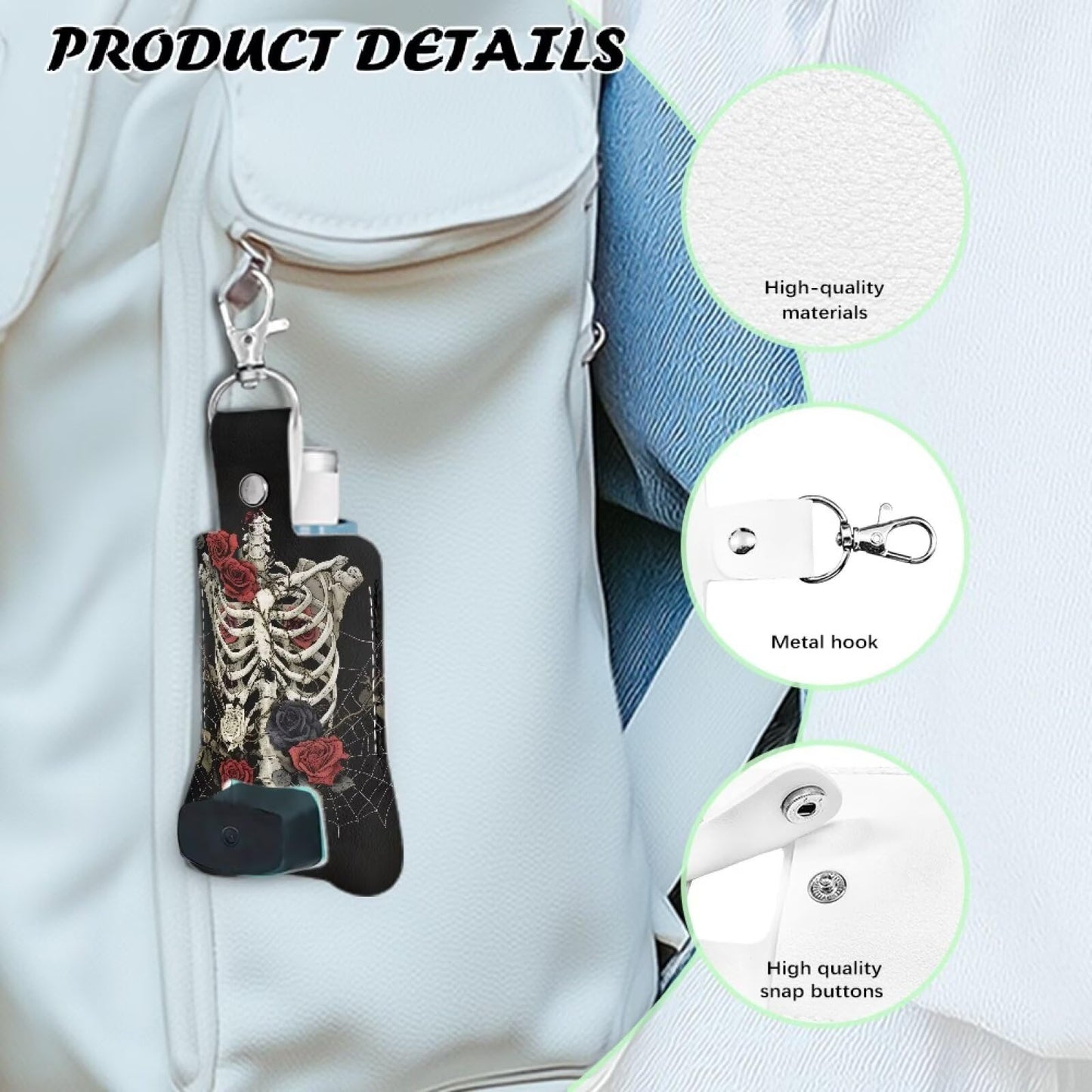Gomyblomy skeleton rose design protective travel sleeve dimensions and universal fit view
