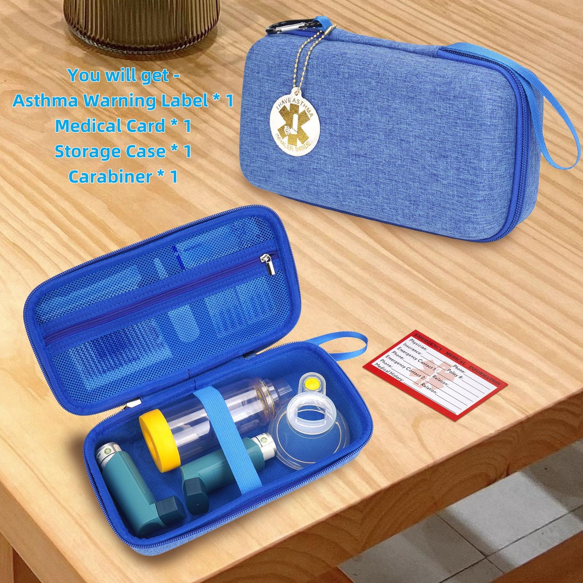 Interior compartment of the protective case demonstrating storage capacity for adult and child masks