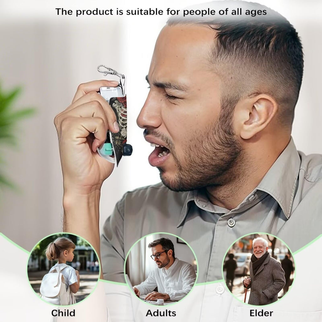 Gomyblomy gothic theme adult asthma inhaler holder pouch showing secure snap button closure