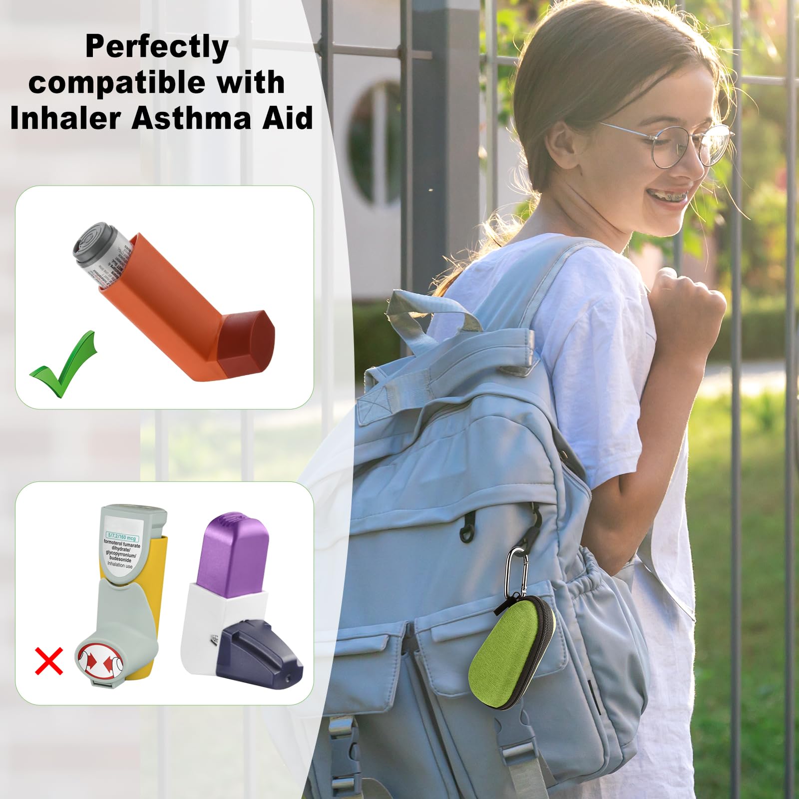 Beautyflier portable inhaler carrier holder with attached keychain carabiner