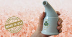 Close up of the ergonomic ceramic mouthpiece on the authentic salt therapy inhaler