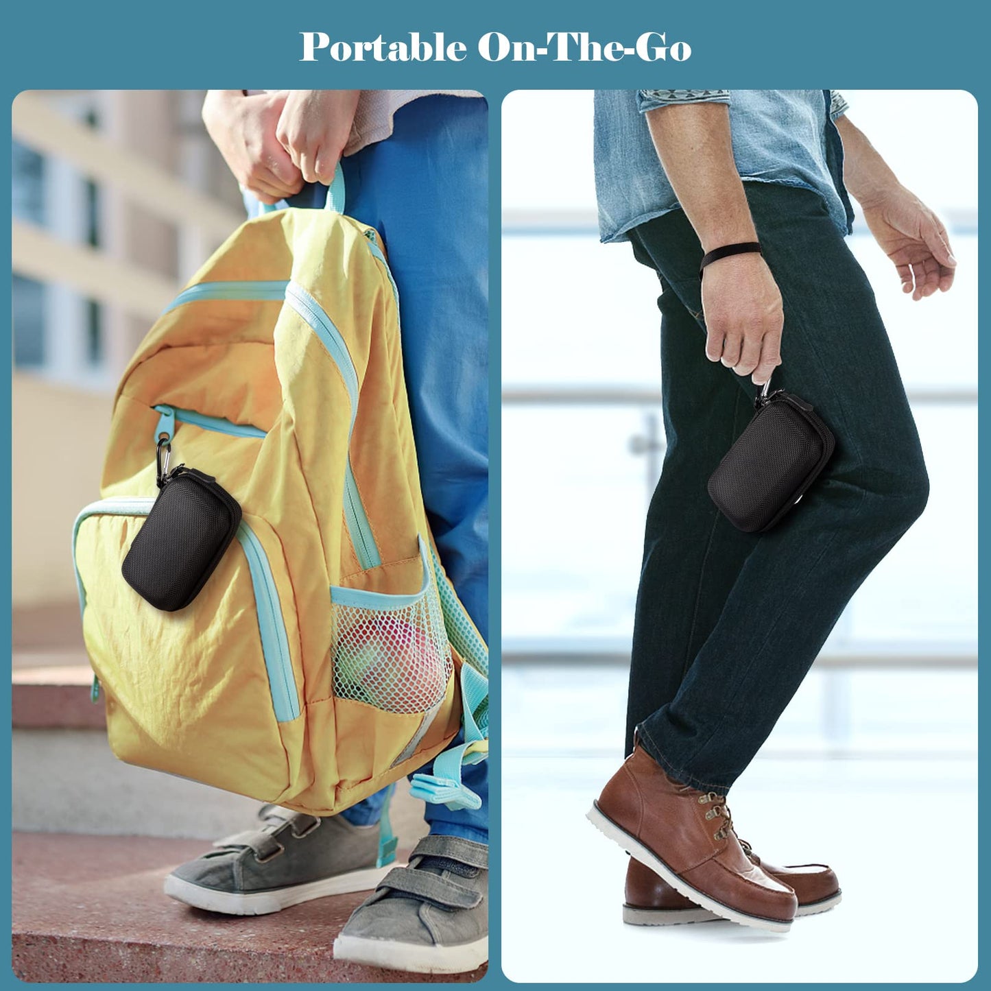 MEDMAX black travel storage pouch illustrating the compact dimensions for easy transport