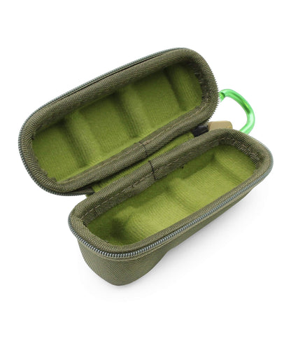 Molded L shape asthma inhaler pouch interior with leatherized rubber lining