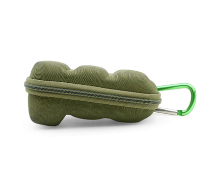 Angled view of the impact resistant asthma inhaler travel container