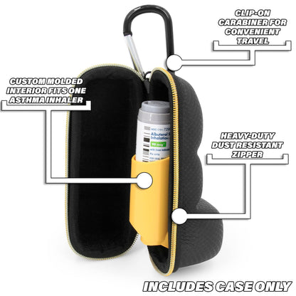CASEMATIX safety inhaler carrier box showing side view measurements for standard four inch devices