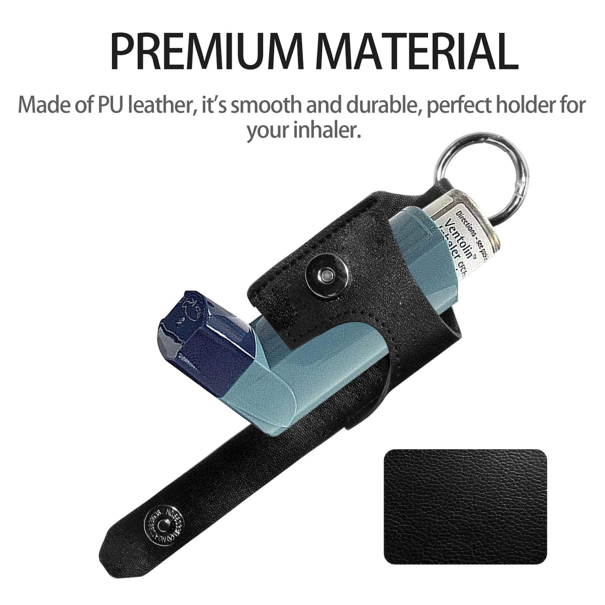 KEECAO protective mini holster displaying the sturdy metal carabiner clip attachment.