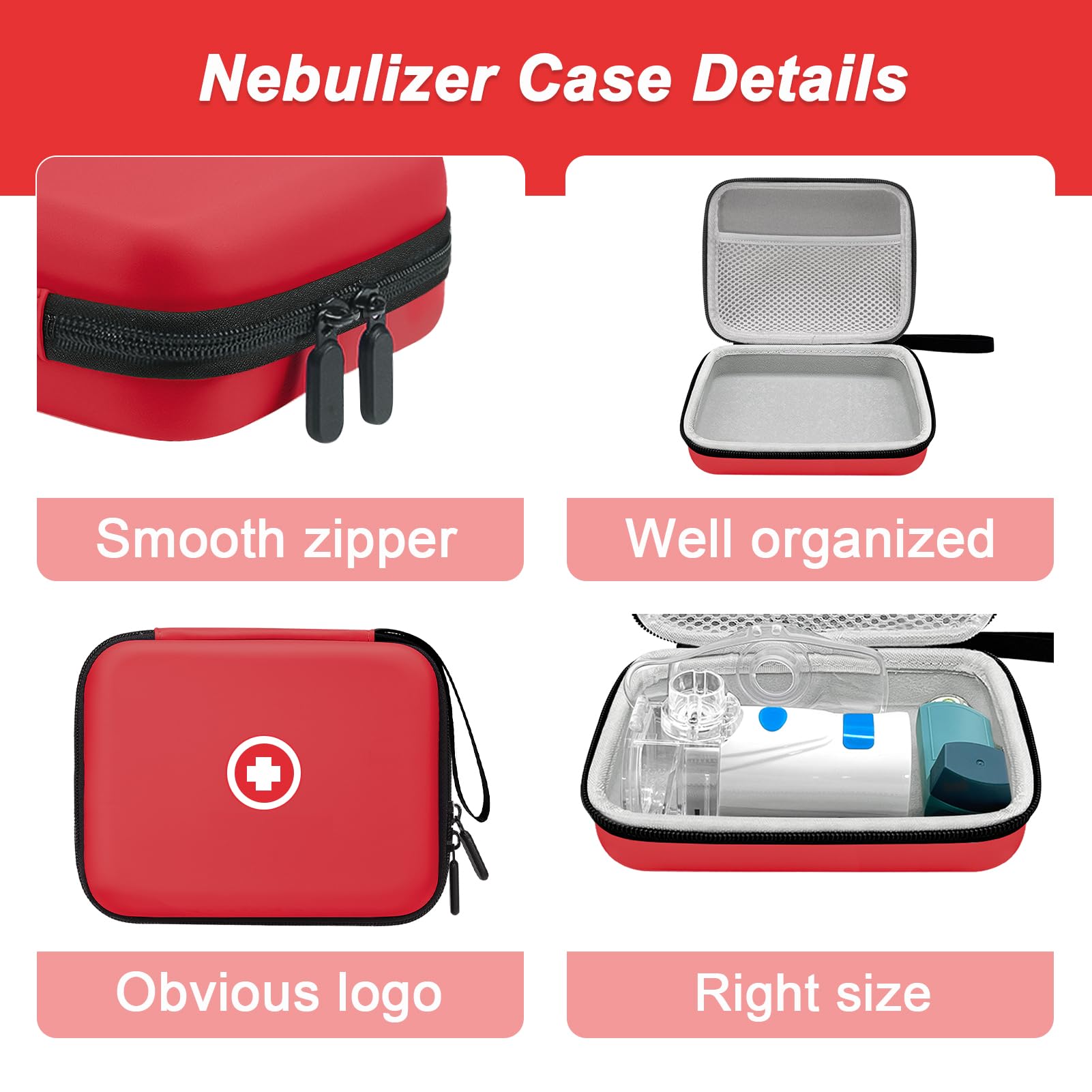 Klawdsky handheld mesh nebulizer travel case back view highlighting the sleek anti squeeze structural design