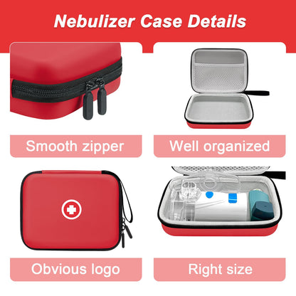 Klawdsky handheld mesh nebulizer travel case back view highlighting the sleek anti squeeze structural design