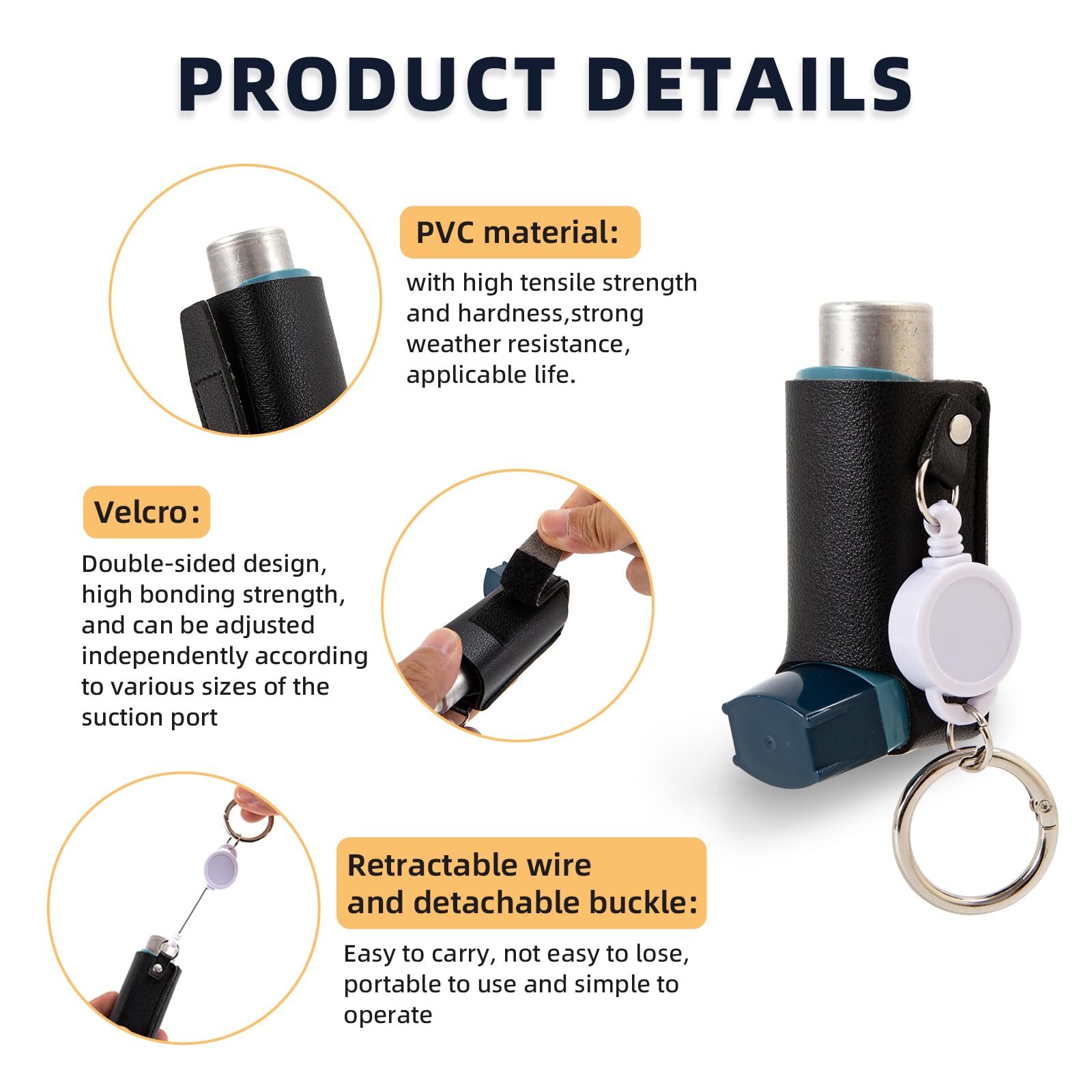 LJHYSD leather inhaler keychain holder dimensions showing compact travel size