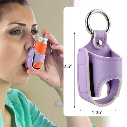 Beautyflier leather medical puffer carrier with attached carabiner clip for secure travel placement.