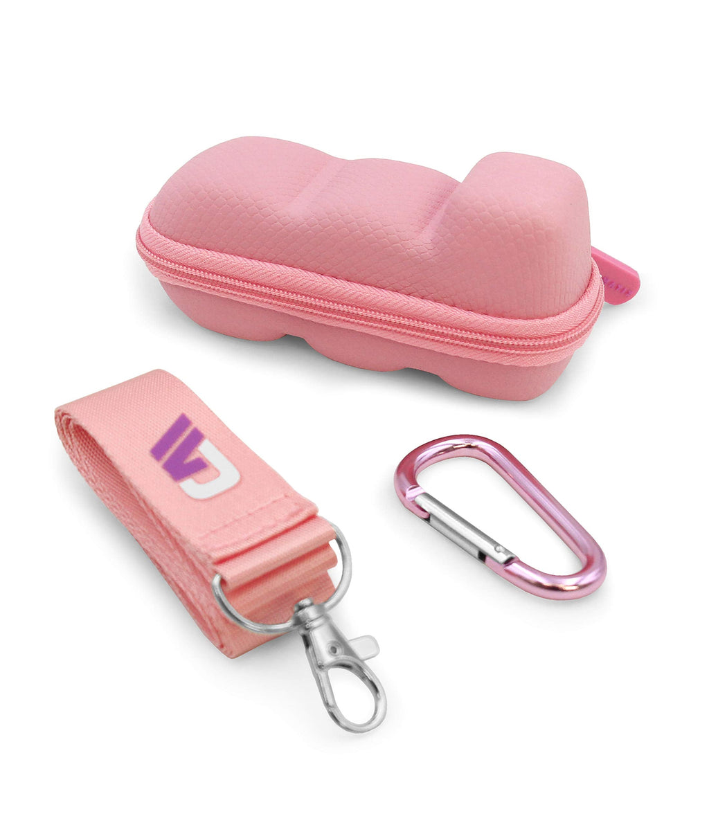 CASEMATIX pink dust-proof inhaler pouch showing the integrated belt loop for travel