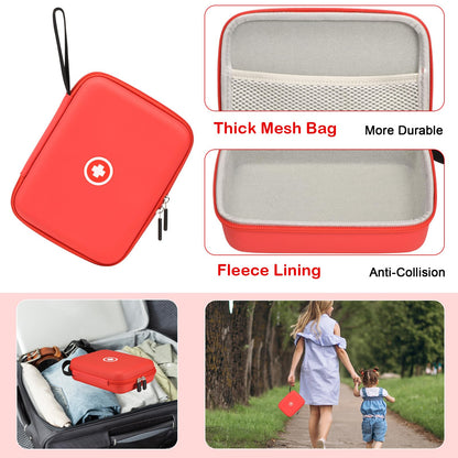 Fukumi asthma accessories holder showing secure double zipper closure mechanism