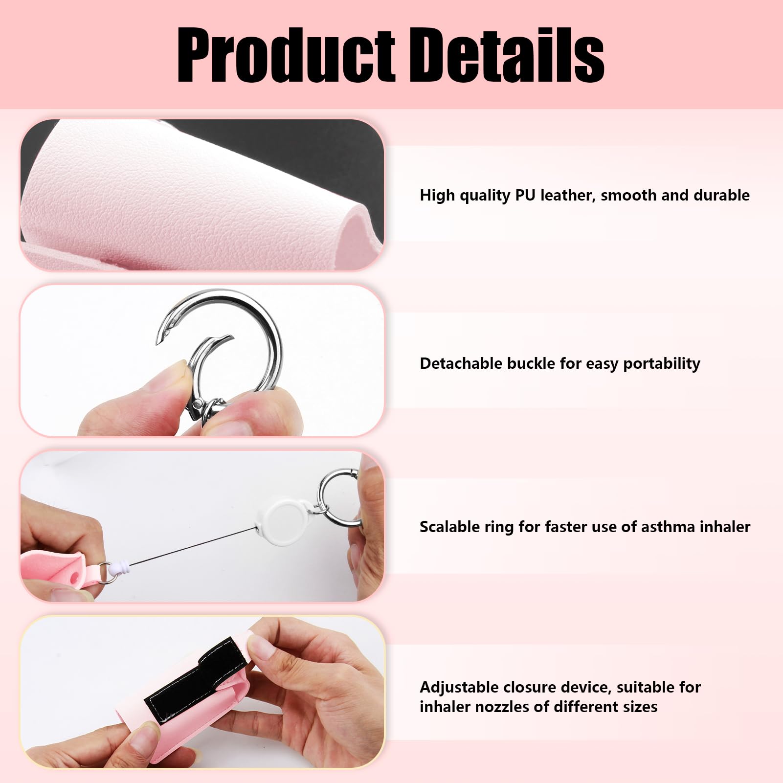 SHFGYG pink portable inhaler holster attached to a handbag using the durable carabiner ring