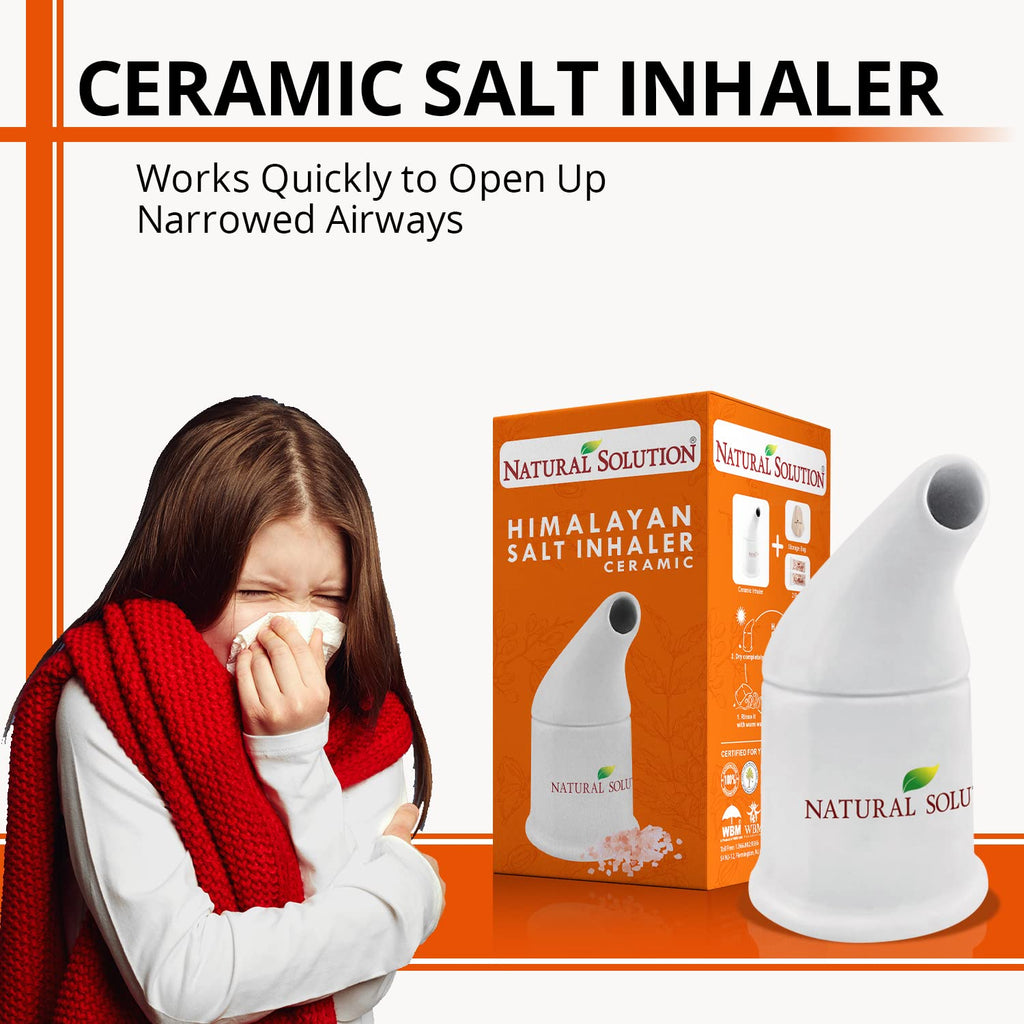 Natural Solution Himalayan pink salt inhaler white ceramic device close up