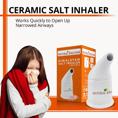Natural Solution Himalayan pink salt inhaler white ceramic device close up
