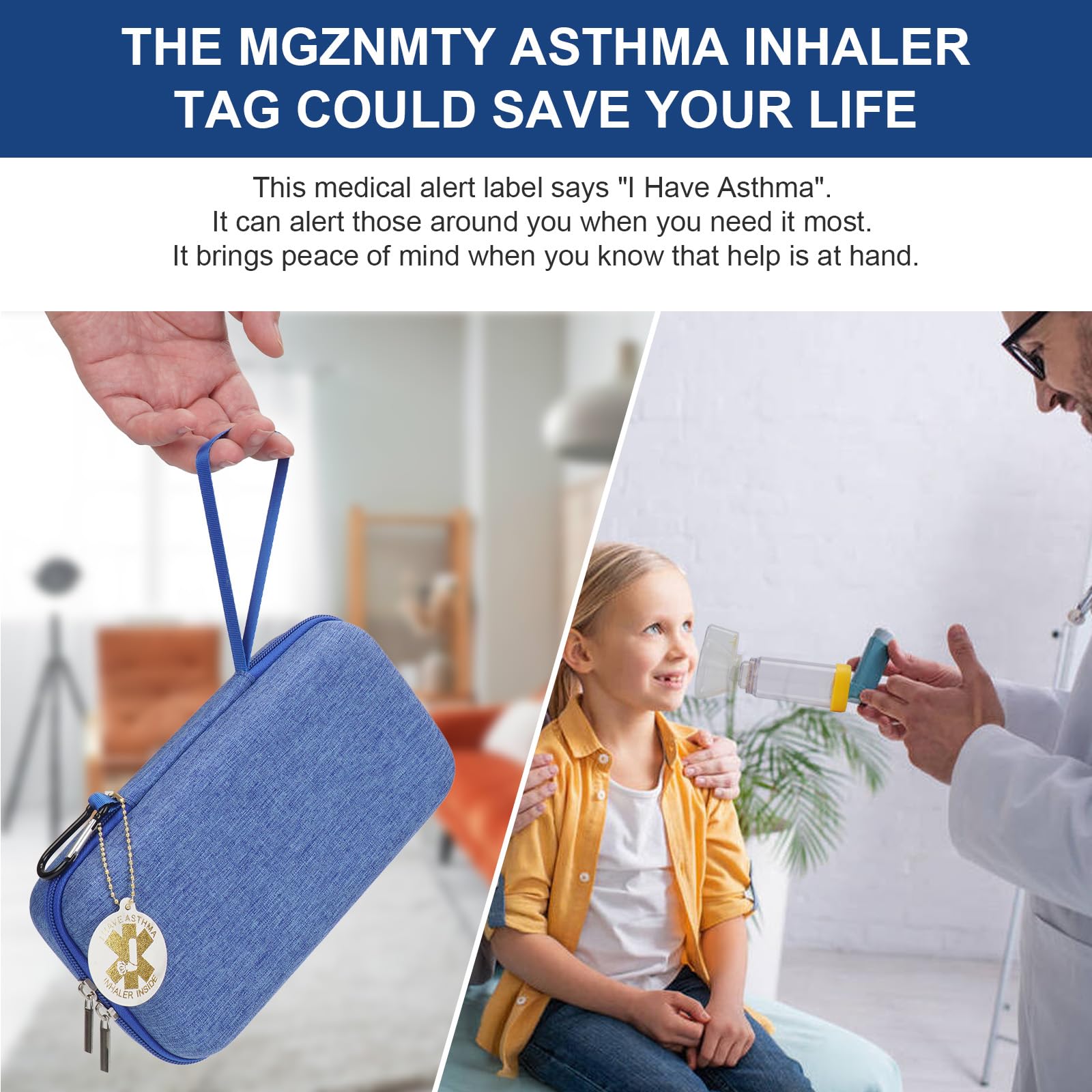 MGZNMTY medical organizer case showcasing the included emergency medical identification card and alert tag.