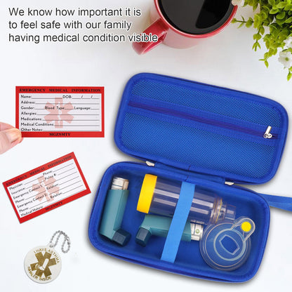 MGZNMTY inhaler holder travel bag with attached metal carabiner for easy attachment to travel gear.