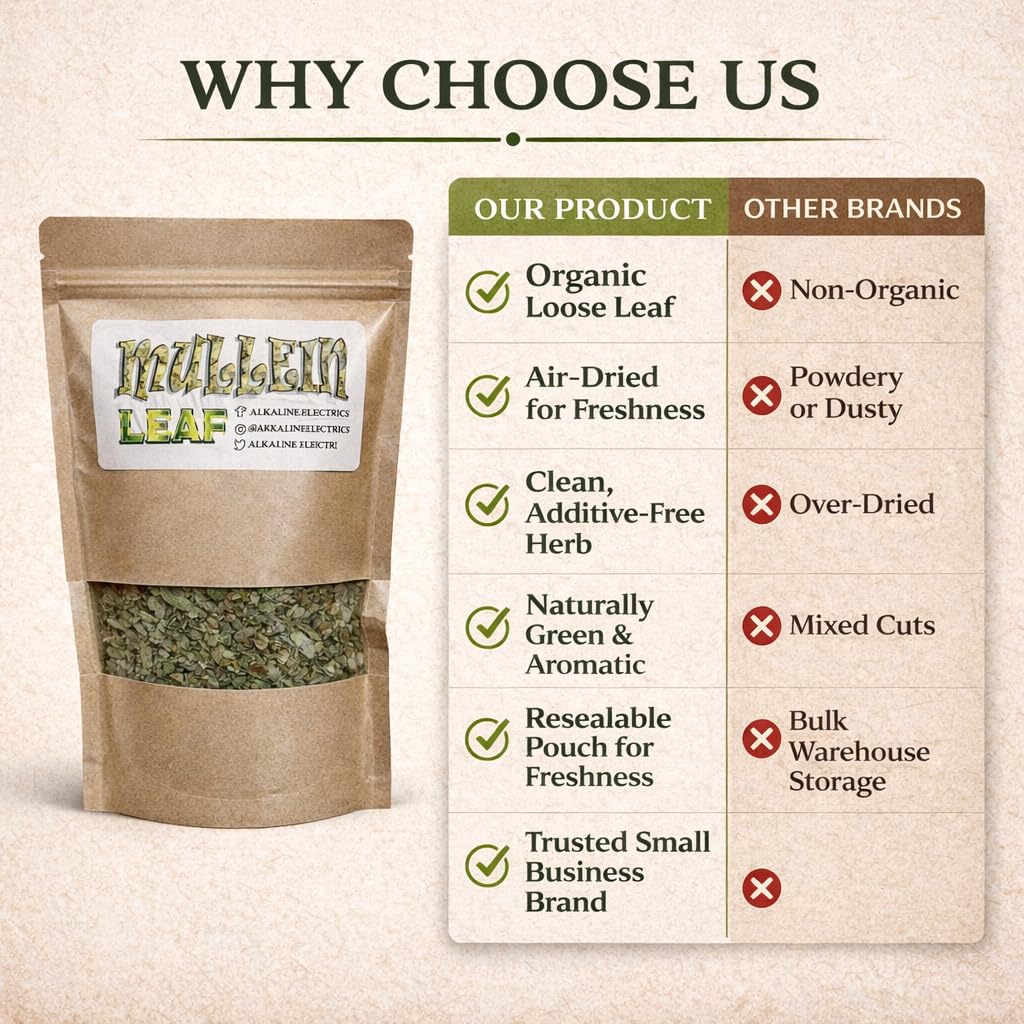 Premium hand picked mullein leaf tea from Oregon USA for mucus clearing