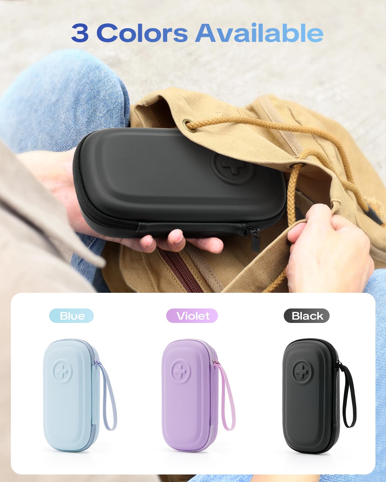 RAIACE handheld medicine carrying case emphasizing the lightweight and travel-ready construction for daily commutes.