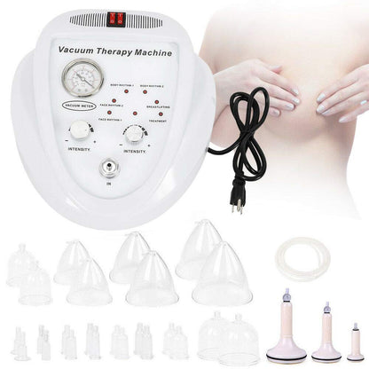 Vacuum therapy body cupping machine with intensity dial interface