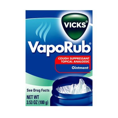 Vicks VapoRub active ingredients label displaying camphor and menthol