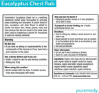 Puremedy all natural homeopathic chest rub jar showing product ingredients label