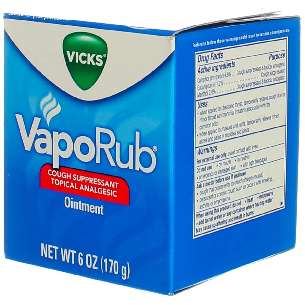 Authentic Vicks topical analgesic cold rub container angled display