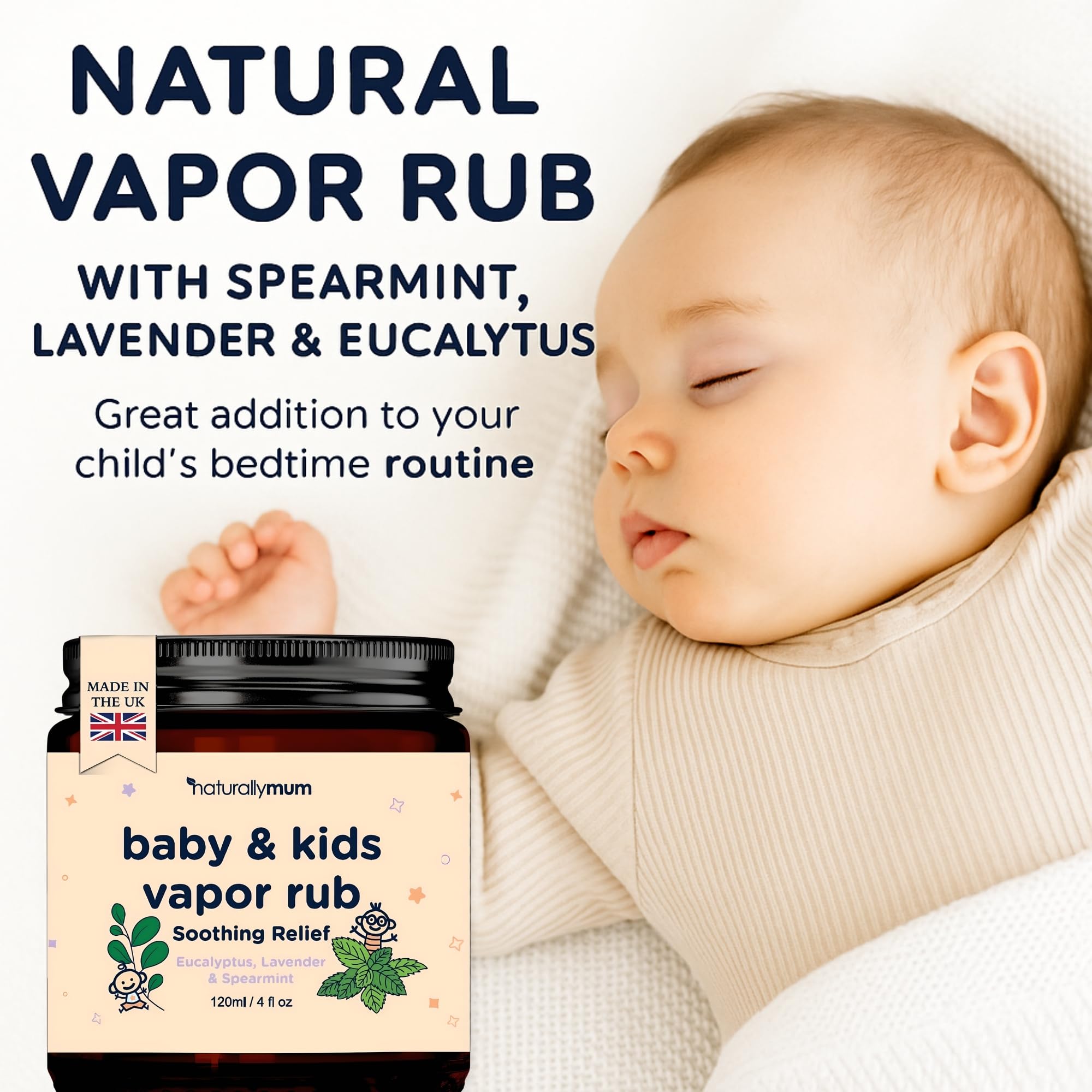 NaturallyMum natural chest rub for congestion relief label details