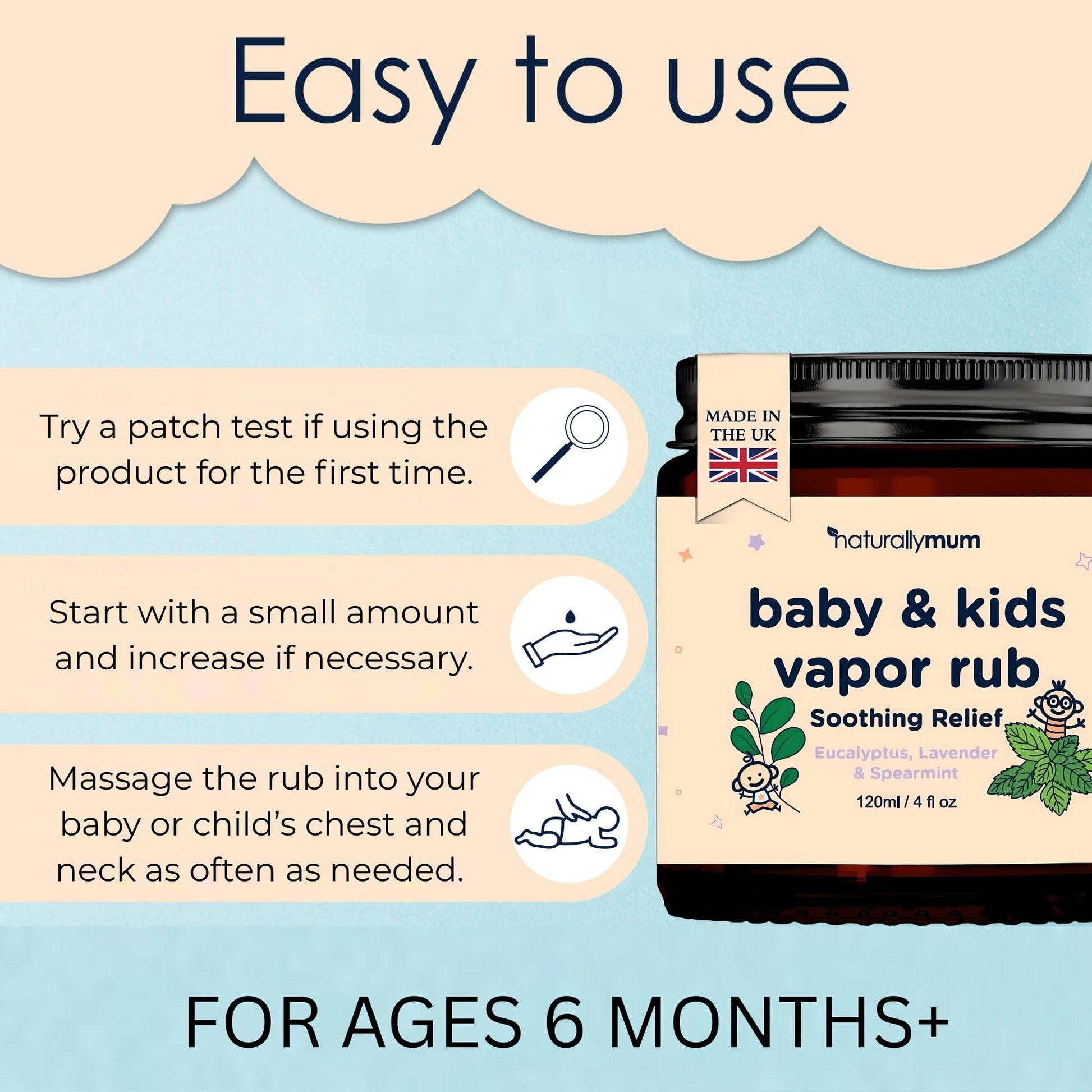 NaturallyMum baby vapor rub 120 milliliter jar size reference