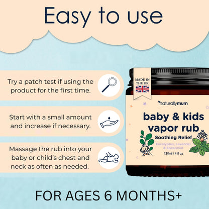 NaturallyMum baby vapor rub 120 milliliter jar size reference